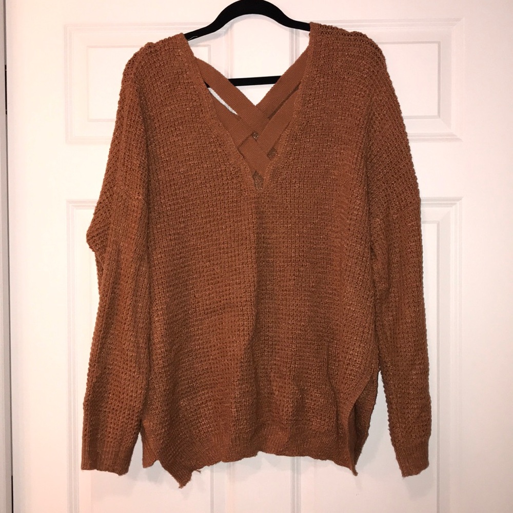 Sweater Cardigan with Criss Cross